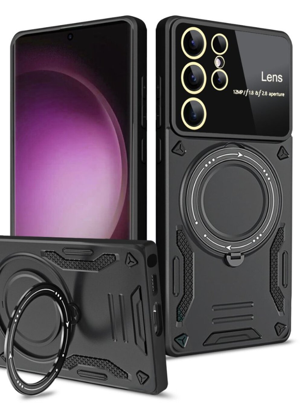Samsung S25 Ultra Magnetic Ring Case w/ Kickstand Shockproof Hybrid